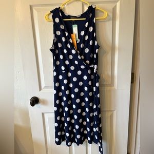 NWT Mix by 41Hawthorn blue and white polka dot faux wrap dress